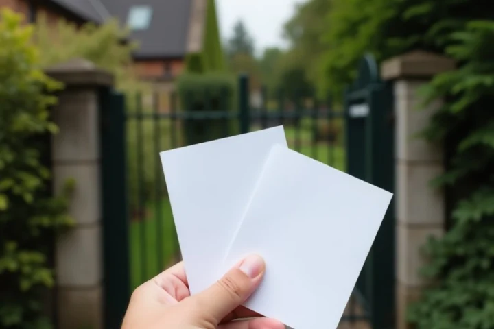 A closed garden gate separates a cautious hand holding blank photo cards from an open path, symbolizing a pause before trusting inconsistent claims